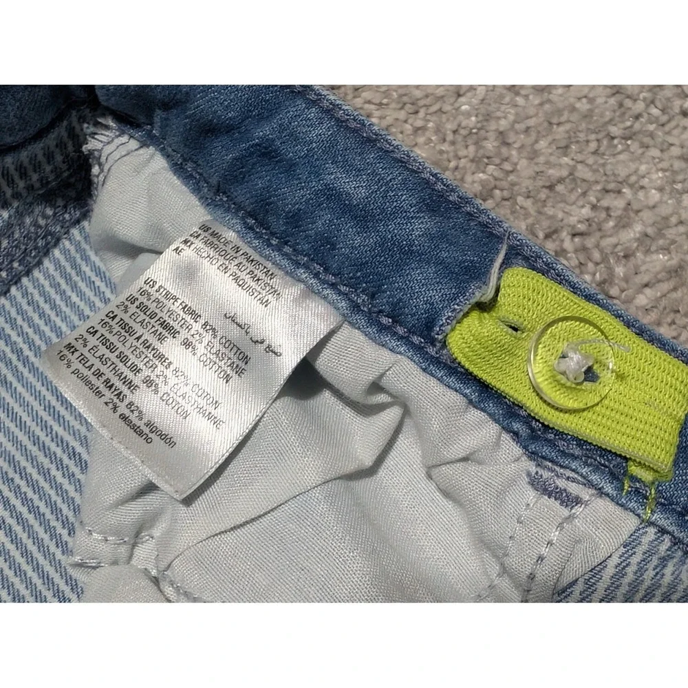 Women's 5 pocket Shorts 16 Blue‎ Hickory Stripe Adjustable Waist Epic Threads